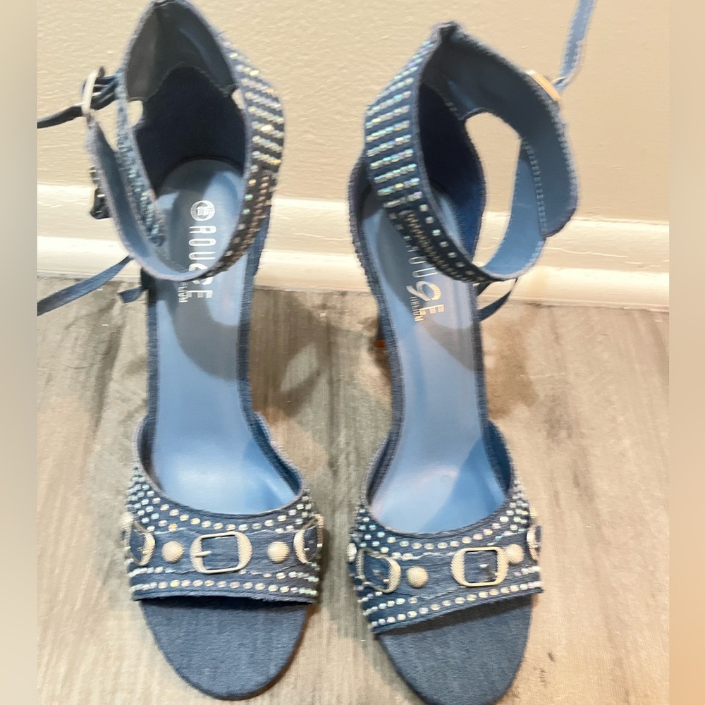 Denim Iridescent Open Toe